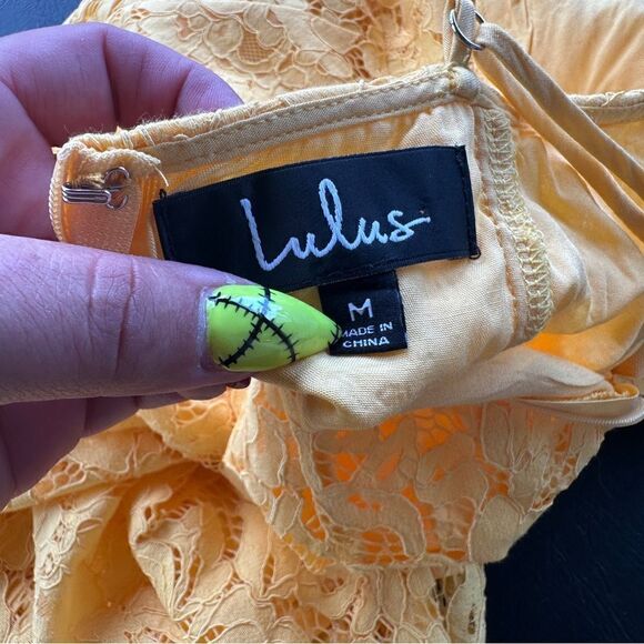 NWT Lulu’s bumble bee yellow one wish lace midi dress formal Sz M - Picture 9 of 10